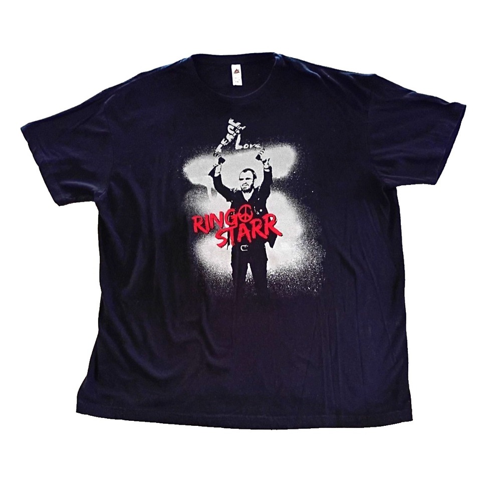 Ringo Starr Peace and Love Graphic Black T-Shirt Size 2XL